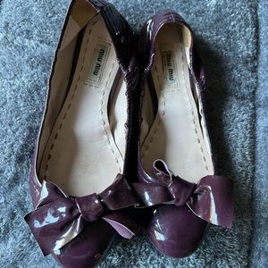 Purple Miu Miu patent leather ballet flats with stones in heel, size 38